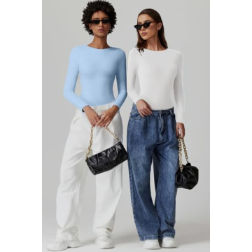 Buy QINSEN Cream Bodysuit Long Sleeve with Curved Shoulders