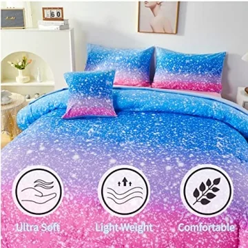 RYNGHIPY Sparkle Gradient Glitter Bedding Set for Kids