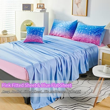 RYNGHIPY Sparkle Gradient Glitter Bedding Set for Kids