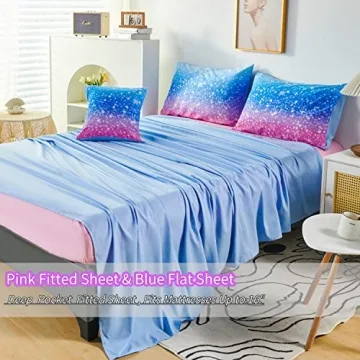 RYNGHIPY Sparkle Gradient Glitter Bedding Set for Kids