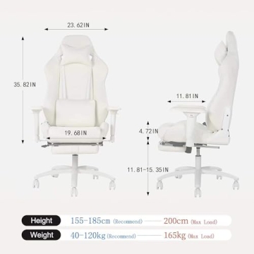 HOMRACER Gaming Chair with Adjustable Footrest and Armrests