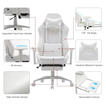 HOMRACER Gaming Chair with Adjustable Footrest and Armrests