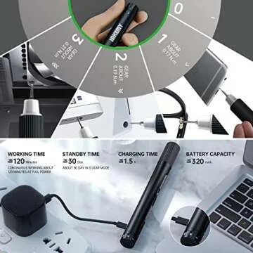 JAKEMY Electric Screwdriver,Mini Laptop Screwdriver Repair Tool Kit Cordless Torque Power Screwdriver Gear Adjustable with Light Manual&Automatic Screwdriver Rechargeable for Phone,Consoles,Toys,Ect