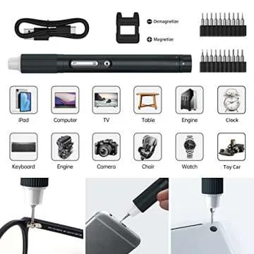JAKEMY Electric Screwdriver,Mini Laptop Screwdriver Repair Tool Kit Cordless Torque Power Screwdriver Gear Adjustable with Light Manual&Automatic Screwdriver Rechargeable for Phone,Consoles,Toys,Ect
