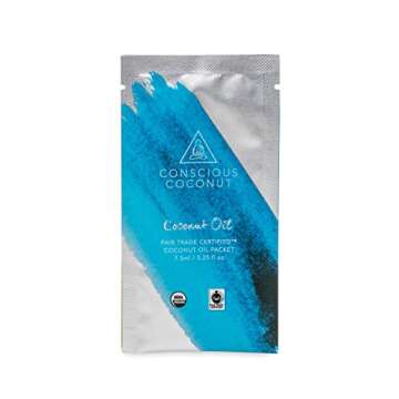 Conscious Coconut Certified Organic, Fair Trade Coconut Oil Packets, Cold-Pressed Virgin Coconut Oil...