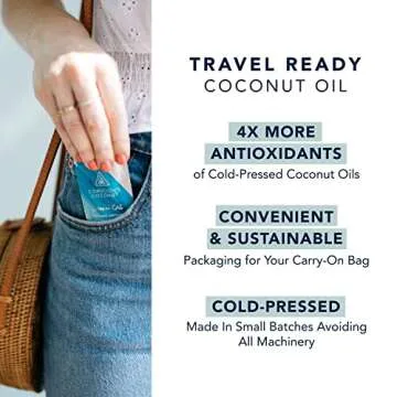 Conscious Coconut Certified Organic, Fair Trade Coconut Oil Packets, Cold-Pressed Virgin Coconut Oil for Skin Care and Hair Care, Grab & Go Box, Small Batch Coconut Oil Packets, 10 packets