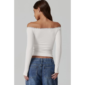 QINSEN Off-Shoulder Ribbed Top for Women - Chic Comfort
