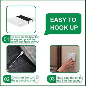 Grounding Mat, Grounding Mattress Cover Pad Grounding Mats Earth Connected Conductive Carbon Leatherette Grounding Sheets for Better Sleep, Relieve Pain(54‘’ * 71‘’)