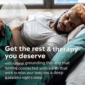 Grounding Mat, Grounding Mattress Cover Pad Grounding Mats Earth Connected Conductive Carbon Leatherette Grounding Sheets for Better Sleep, Relieve Pain(54‘’ * 71‘’)