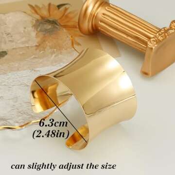BOMAIL 2 Pcs Cuff Bangle Bracelet Set for Women Open Wide Wire Bracelets Gold Wrist Cuff Wrap Bracel...