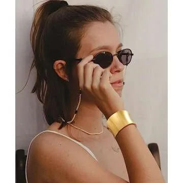 BOMAIL 2 Pcs Cuff Bangle Bracelet Set for Women Open Wide Wire Bracelets Gold Wrist Cuff Wrap Bracelet Adjustable