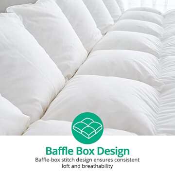 Topllen Feather Down Comforter King Size - All Season Duvet Insert King, Down and Feather King, 100% Cotton Cover Warmth Down Duvet with Corner Tabs, 106 x 90, White