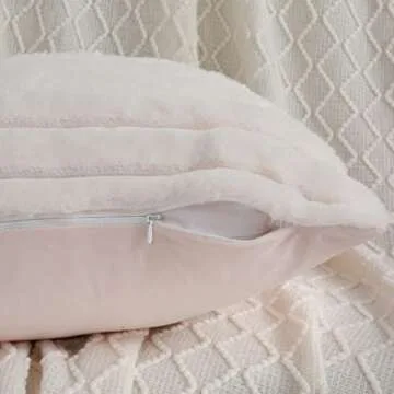 Luxurious Faux Rabbit Fur Pillow Covers Set of 2 18x18