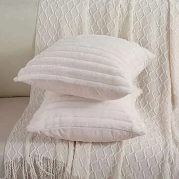 Luxurious Faux Rabbit Fur Pillow Covers Set of 2 18x18