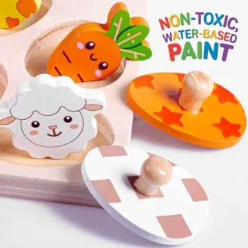 Waybla Easter Basket Stuffers - Easter-Themed Wooden Peg Puzzle for Toddlers 1-3, Montessori Educational Toy and Learning Activity