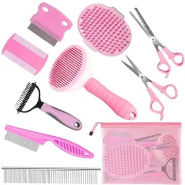 Complete Pet Grooming Solution by Dog - 9PCS Kit with Slicker Brush, Deshedding Tool, and Grooming C...