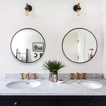 Fabuday Black Circle Mirror for Wall 20 inch - Round Mirror for Bathroom, Entryway, Living Room, Hallway, Bedroom Decor, Small Matte Frame Mirror