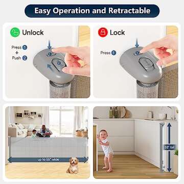 Bulubaky Retractable Safety Gate for Kids and Pets