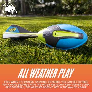 Nerf Vortex Ultimate Grip Foam Football Soft Vortex Football for Long-Distance Throws - All-Weather Perfect for Pool + Beach Football - Kids Ultimate Grip Whistle Vortex Foam Ball