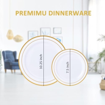 Gold Plastic Plates - 100 Premium Disposable Party Plates