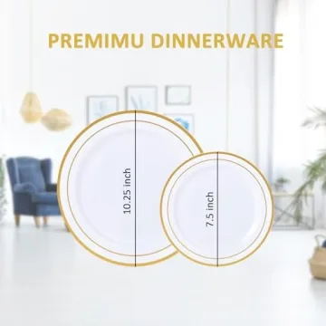 Gold Plastic Plates - 100 Premium Disposable Party Plates