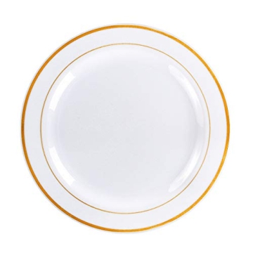Gold Plastic Plates - 100 Premium Disposable Party Plates
