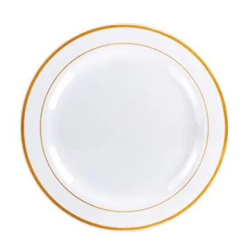 Gold Plastic Plates - 100 Premium Disposable Party Plates