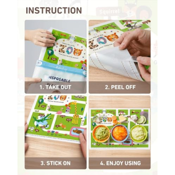 Babebay Disposable Stick-on Placemats 40 Pack Happy Zoo