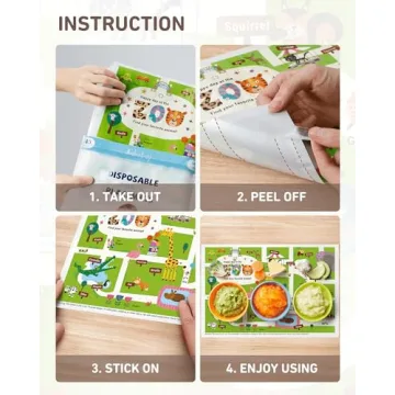 Babebay Disposable Stick-on Placemats 40 Pack Happy Zoo