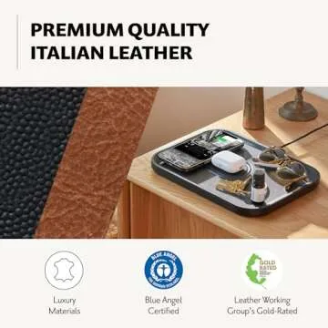 COURANT MAG:3 Classics Charger and Tray - Italian Leather, Multi-Device Charger Compatible with MagSafe iPhones 16, 15, 14, 13, 12 or Wireless AirPod Cases (Black)