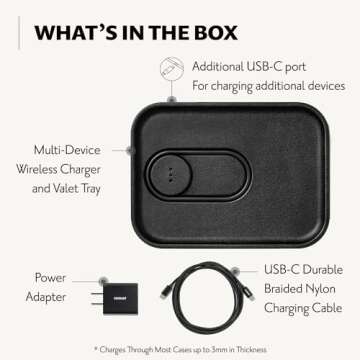 COURANT MAG:3 Classics Charger and Tray - Italian Leather, Multi-Device Charger Compatible with MagSafe iPhones 16, 15, 14, 13, 12 or Wireless AirPod Cases (Black)