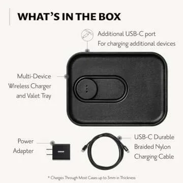 COURANT MAG:3 Classics Charger and Tray - Italian Leather, Multi-Device Charger Compatible with MagSafe iPhones 16, 15, 14, 13, 12 or Wireless AirPod Cases (Black)