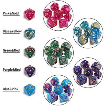 DND Dice Set - 20X7(140pcs) Polyhedral Dice for Dungeons and Dragons D&D RPG MTG Table Games with 1 ...