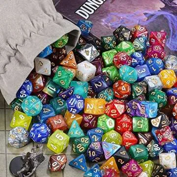 DND Dice Set - 20X7(140pcs) Polyhedral Dice for Dungeons and Dragons D&D RPG MTG Table Games with 1 Large Flannel Bag