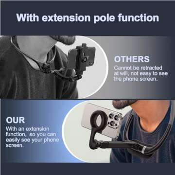 Jzwefdo Magnetic Neck Mount for Phone, POV/Vlog Selfie Mount, Hands-Free Phone Neck Holder, Chest St...