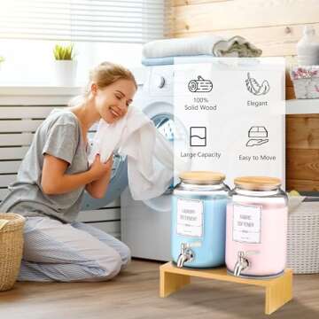 Glass Laundry Detergent Dispenser, Laundry Liquid Dispenser With Stainless-Steel Tap, 0.9 Gallon Liq...