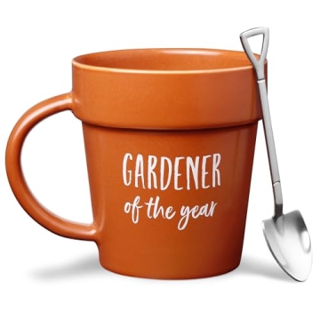 VELENTI Gardener Coffee Mug Gift - Funny Plant Pot Mug with Shovel Spoon - Cool Coffee Mugs for Men,...