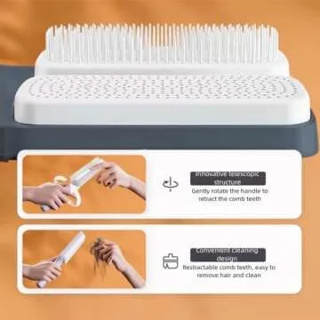 Self Cleaning Hair Brushes, Easy Clean Hair Brush with Retractable Bristles, Anti Static Massage Com...