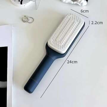 Self Cleaning Hair Brush with Easy Clean Features for All Hair Types