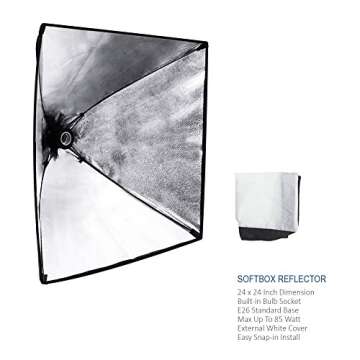 LimoStudio 700W Photo Softbox Lighting Kit, Studio Light Diffuser Reflector 24 x 24 Inch, Photo Equipment Carry Bag, Photography Studio, AGG2138