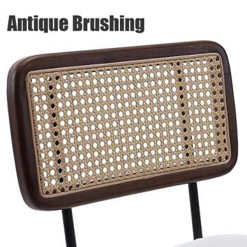 ZH4YOU Rattan Counter Height Bar Stools, 26'' Modern Boucle Counter Stools with Cane Back, Wicker Counter Stools for Kitchen/Home Bar/Restaurant, Set of 2, White Sherpa