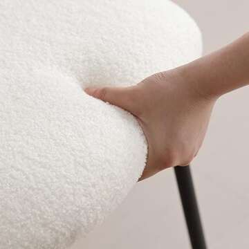 ZH4YOU Rattan Counter Height Bar Stools, 26'' Modern Boucle Counter Stools with Cane Back, Wicker Counter Stools for Kitchen/Home Bar/Restaurant, Set of 2, White Sherpa