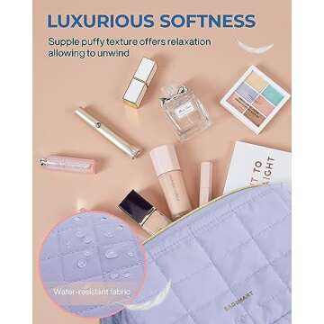 BAGSMART Makeup Bag - Wide Open Cosmetic Bag for Travel in Purple