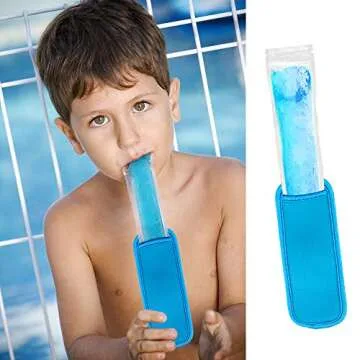 JANYUN 24 Pack Reusable Popsicle Bags Ice Pop Sleeves Antifreezing Sleeves, 8 Colors