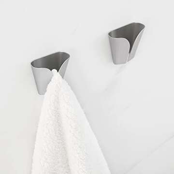 KES Kitchen Towel Hooks Self Adhesive Dish Towel Holder Hand Towel Hook Hanger Rustproof Stainless Steel Brushed Finish 2 Pack, AH7201-2-P2