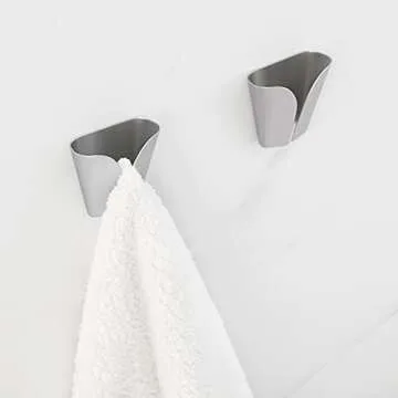 KES Kitchen Towel Hooks Self Adhesive Dish Towel Holder Hand Towel Hook Hanger Rustproof Stainless Steel Brushed Finish 2 Pack, AH7201-2-P2