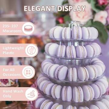 Frigatebird 10 Tier Macaron Tower Display Stand for Desserts, Clear, Adjustable and Perfect for Cele...