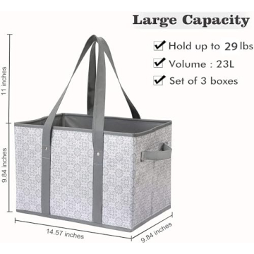 WISELIFE Reusable Grocery Bags [3 Pack],Large Grocery Tote Bag Water Resistant Shopping Bags Foldable Grocery Bag for Clothes,Shoes and Picnic