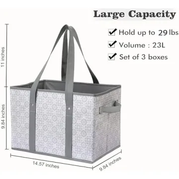 WISELIFE Reusable Grocery Bags [3 Pack],Large Grocery Tote Bag Water Resistant Shopping Bags Foldable Grocery Bag for Clothes,Shoes and Picnic