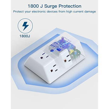 Surge Protector with 5 Outlets & 4 USB Ports